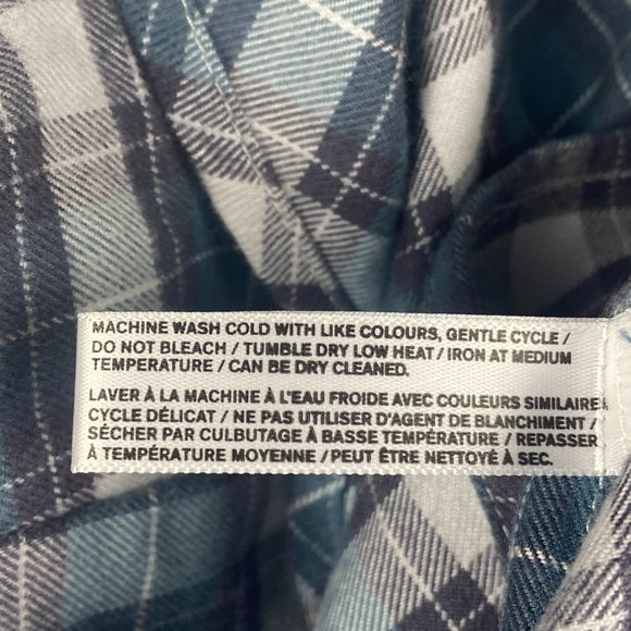 Fig Plaid Flannel Shirt‎ Dress Women Large Belted Tunic Blue Gray V-Neck - Picture 14 of 14